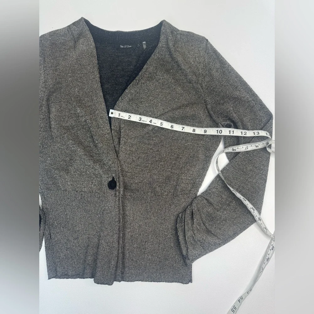Nic & Zoe Metallic Stretch  One Button Cardigan Sweater Womens Size Large